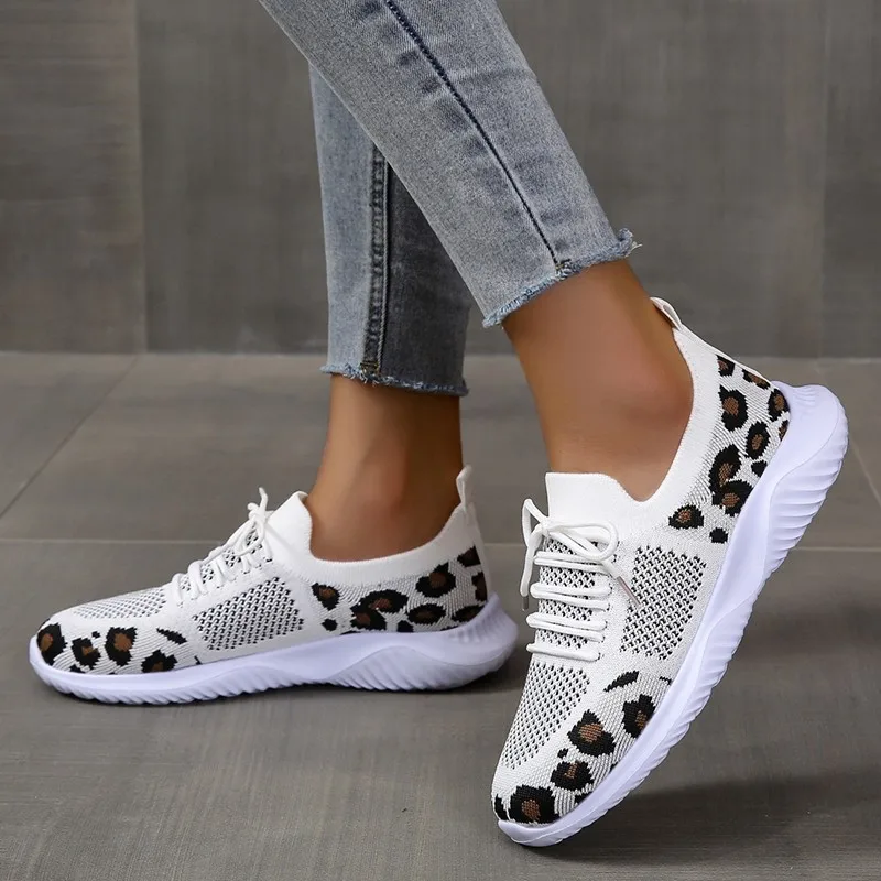 Knit Fabric Lace Up Sneakers - Novos ténis casuais de verão para