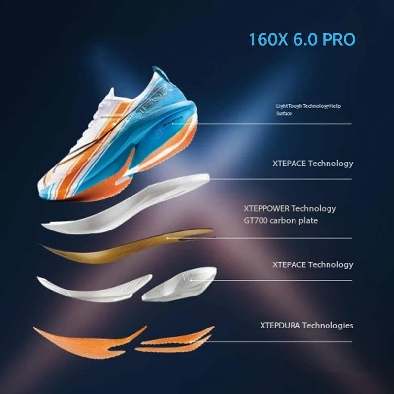 Xtep 160x 6.5 pro tênis de cor - Carbon Plate Marathon Racing Shoes avaliação e preço