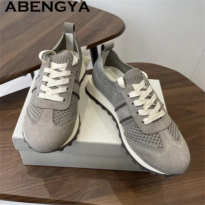 Promoção Quente de Primavera 2 - Knit Fabric Lace Up Sneakers avaliação e preço