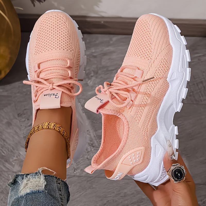 Tênis de malha respirável moda - Knit Fabric Lace Up Sneakers avaliação e preço
